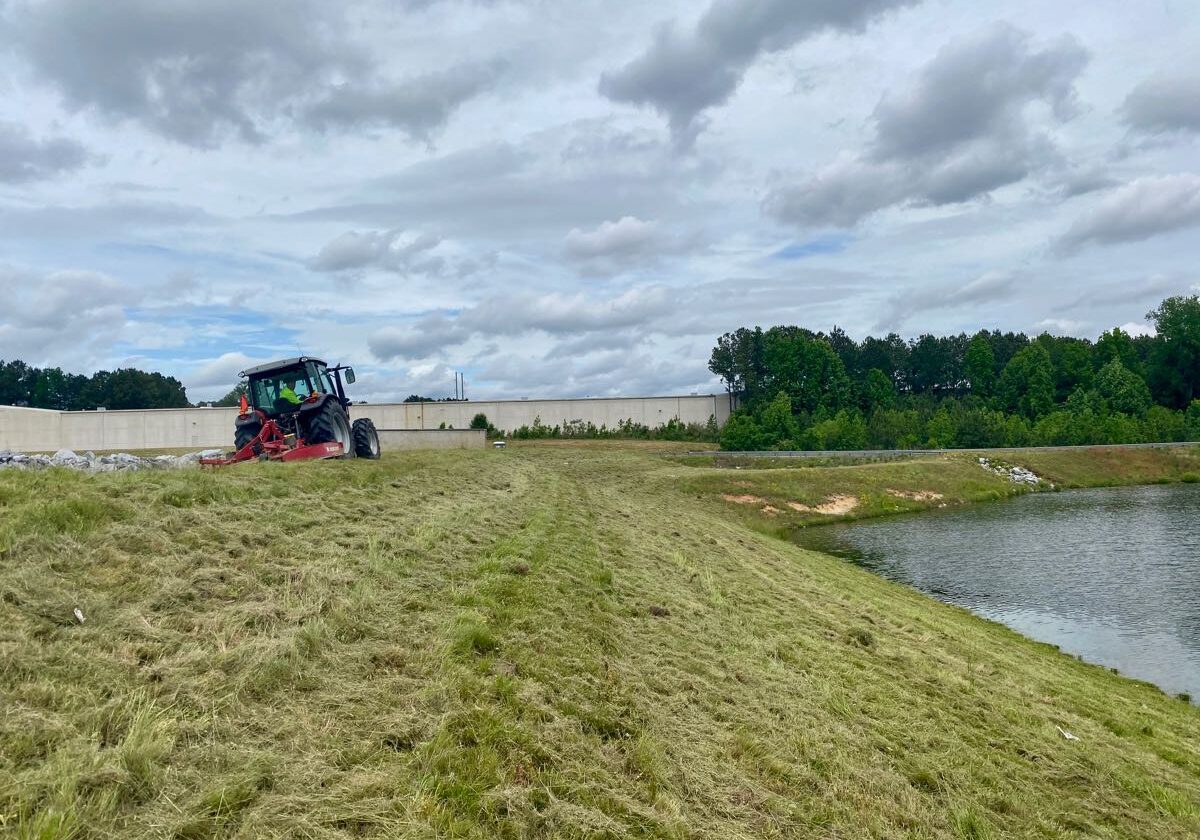 Tractor being used for industrial mowing.